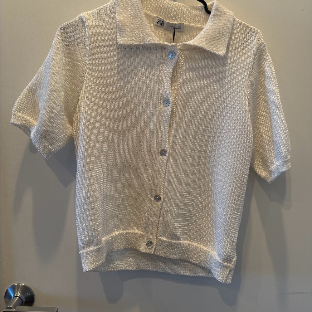 Zara White Short Sleeve Shirt